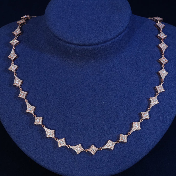 Moissanite Sterling Silver Rhombus Chain Necklace