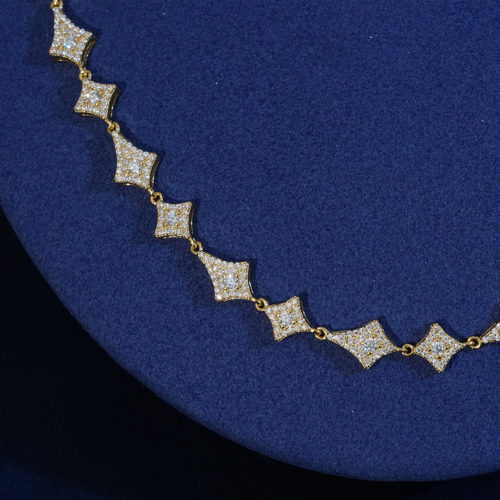 Moissanite Sterling Silver Rhombus Chain Necklace