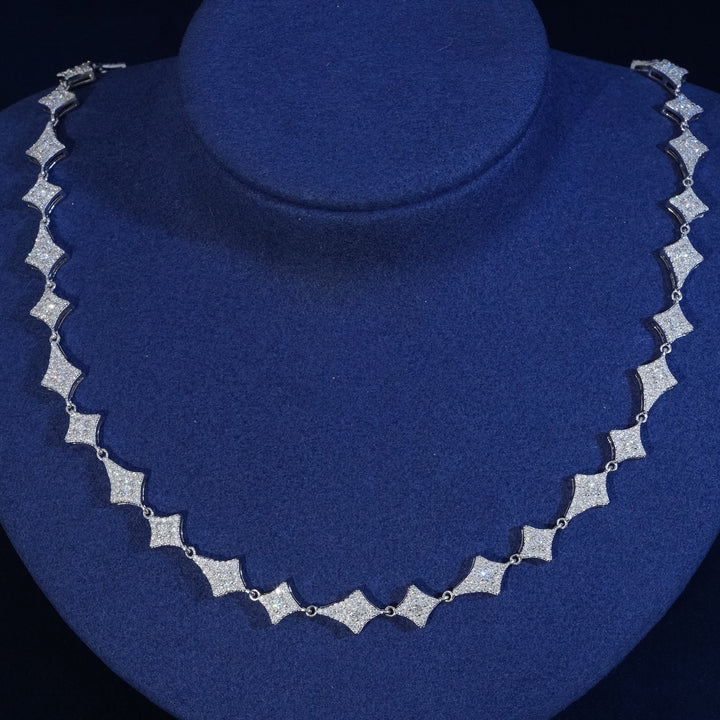 Moissanite Sterling Silver Rhombus Chain Necklace