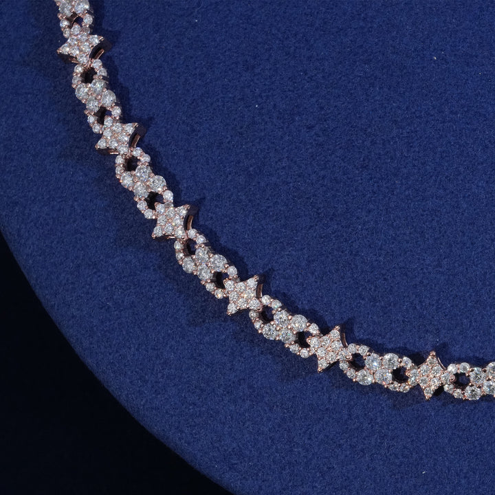 Moissanite Sterling Silver infinity Star Chain Necklace