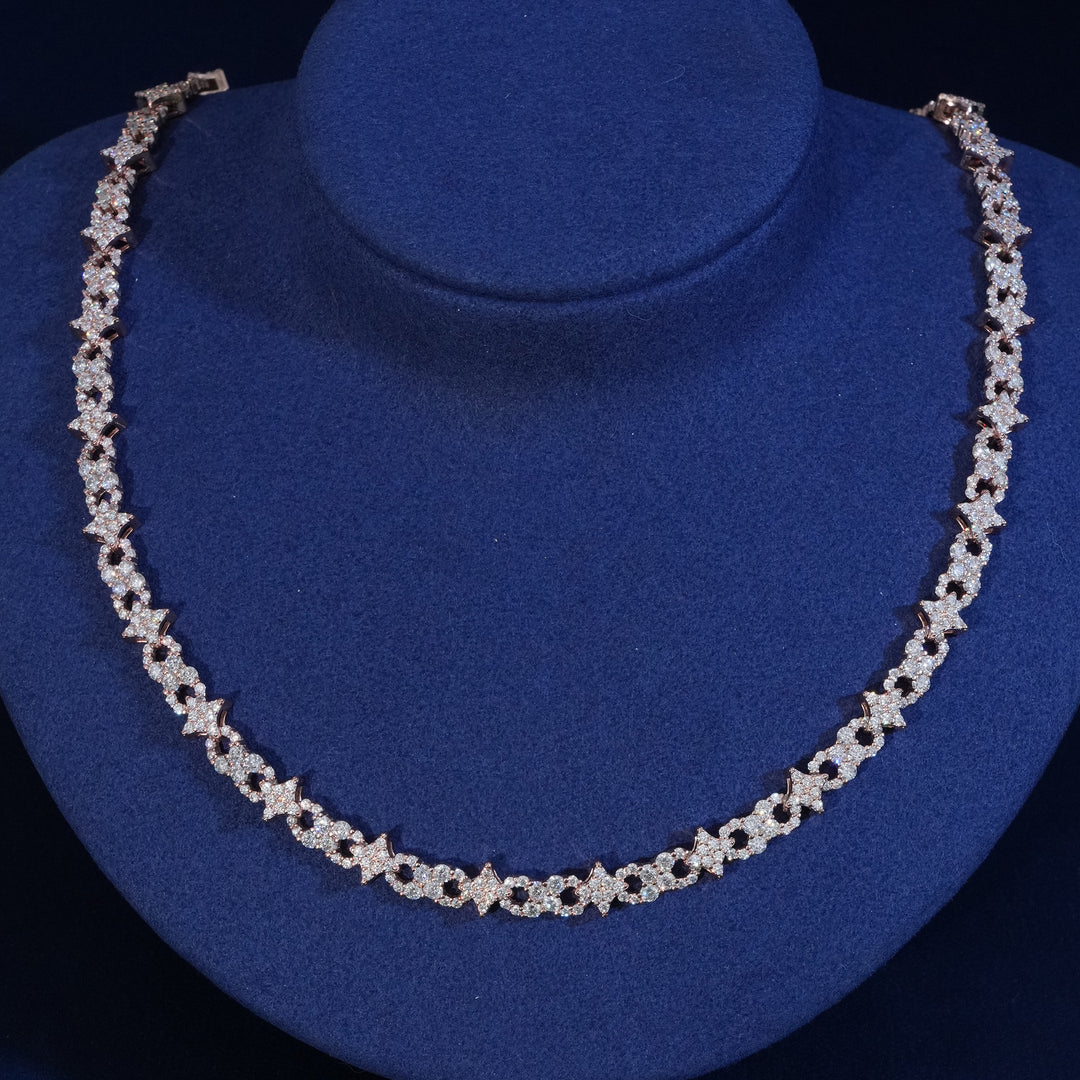 Moissanite Sterling Silver infinity Star Chain Necklace