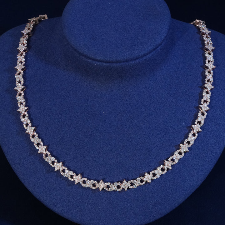Moissanite Sterling Silver infinity Star Chain Necklace
