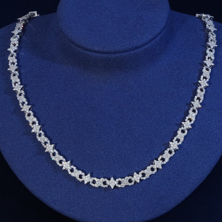Moissanite Sterling Silver infinity Star Chain Necklace