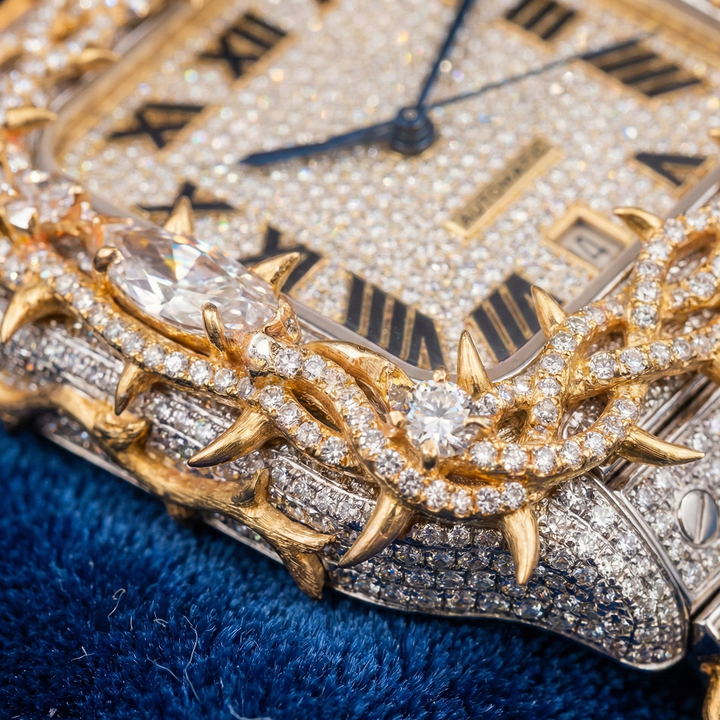 Moissanite Thorn Design Pavé Square Luxury Watch