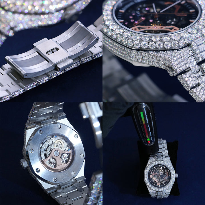Baguette Moissanite Skeleton Watch