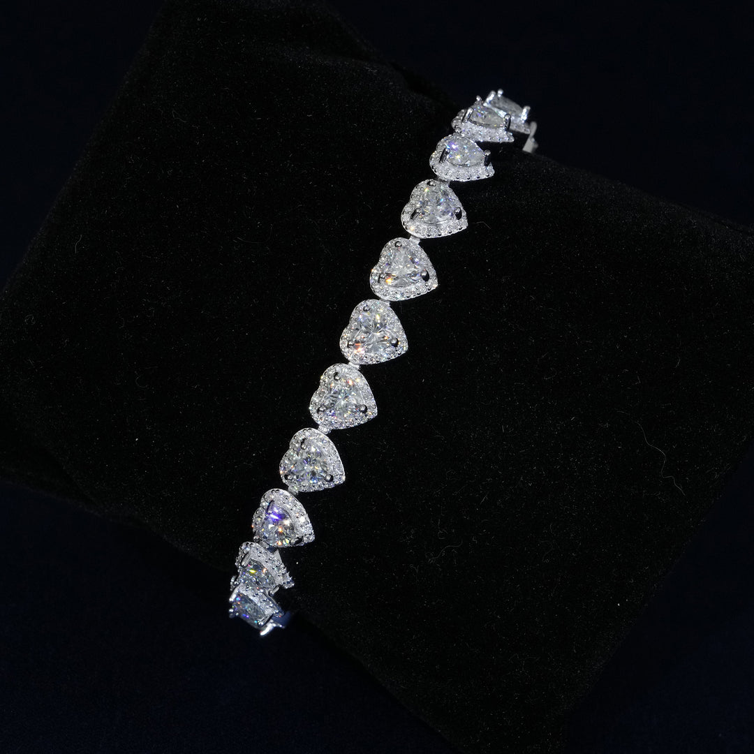 5MM Moissanite Heart Cut Tennis Bracelet