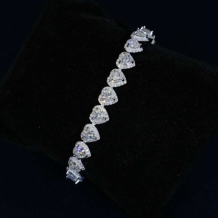 5MM Moissanite Heart Cut Tennis Bracelet