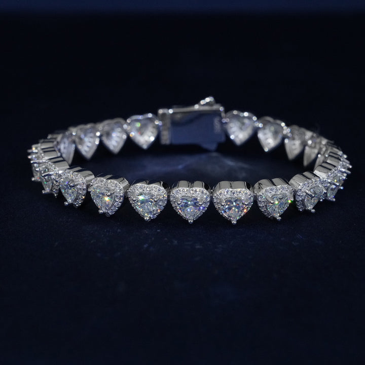 5MM Moissanite Heart Cut Tennis Bracelet