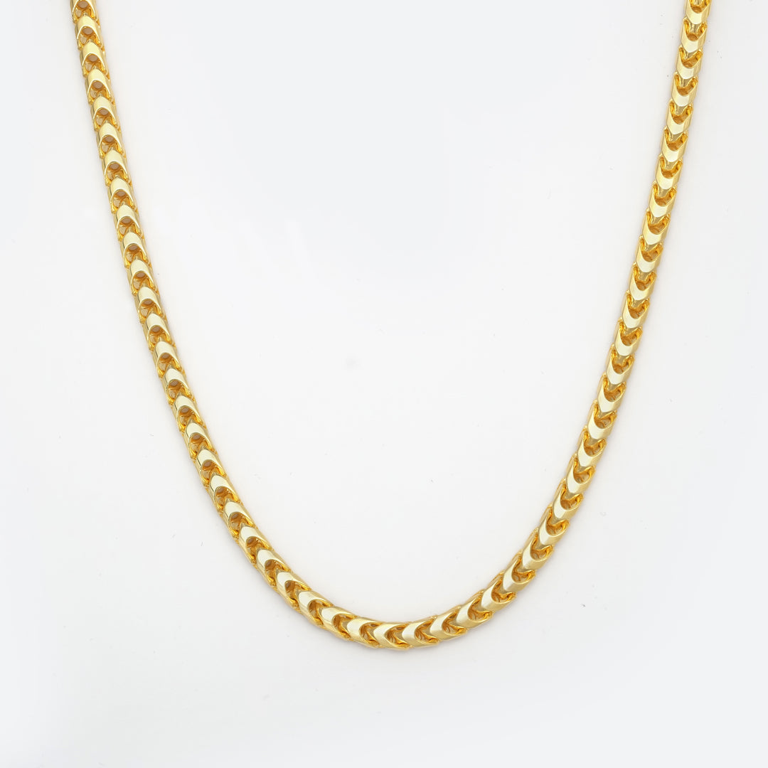4mm S925 Franco Chain with Moissanite Clasp in Gold