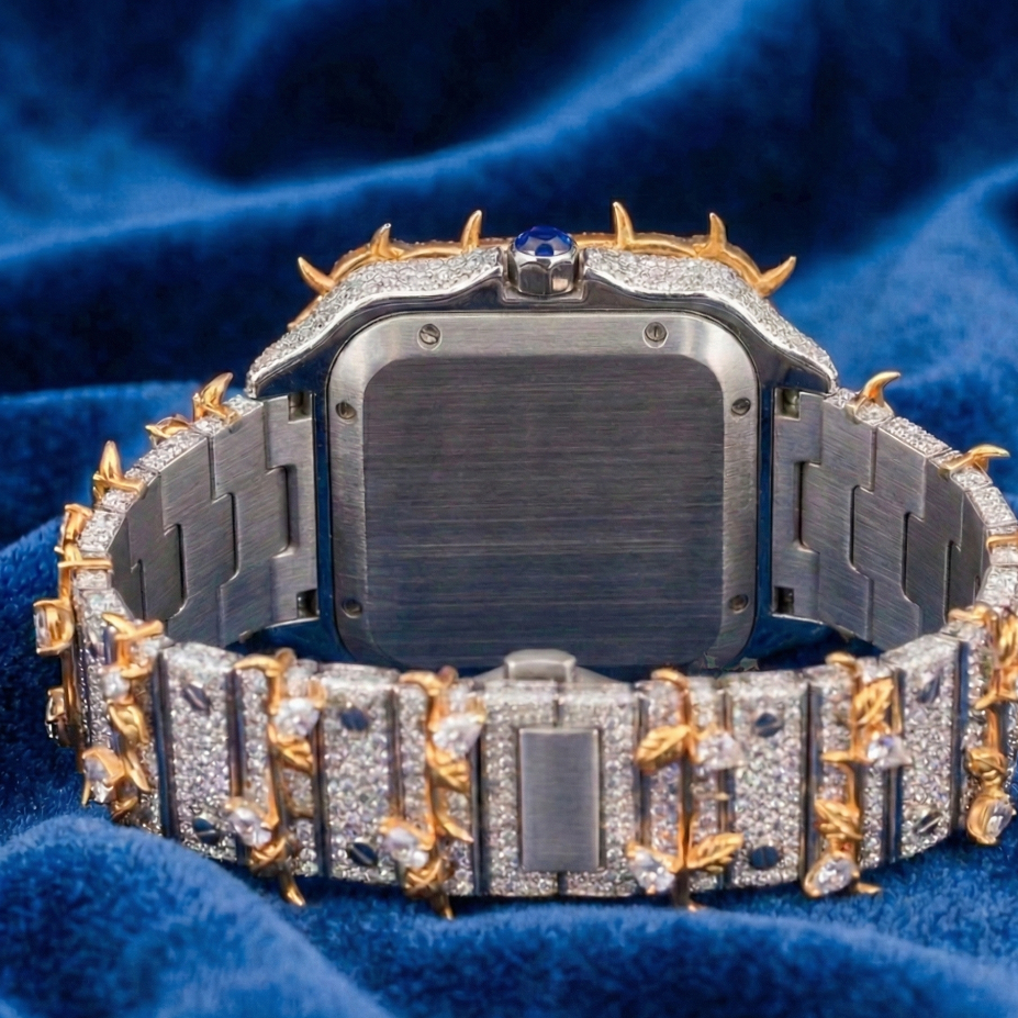 Moissanite Thorn Design Pavé Square Luxury Watch