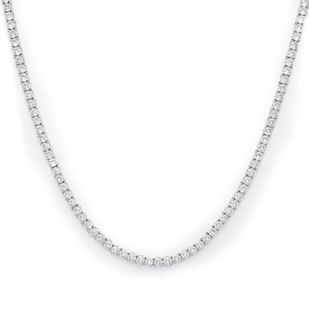 Women's 3mm White Gold Plated Round Cut Diamond Tennis Chain Necklace