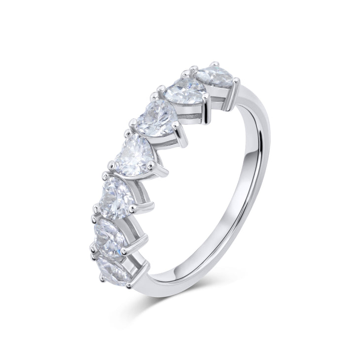 Seven Stone Heart Cut Diamond Ring