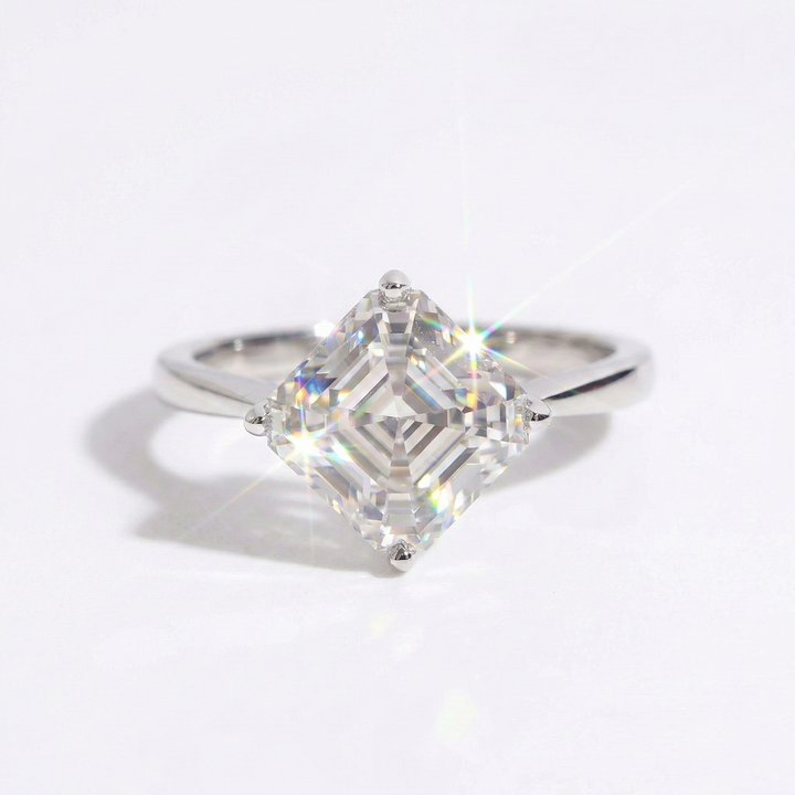 Asscher Cut Moissanite Engagement Ring