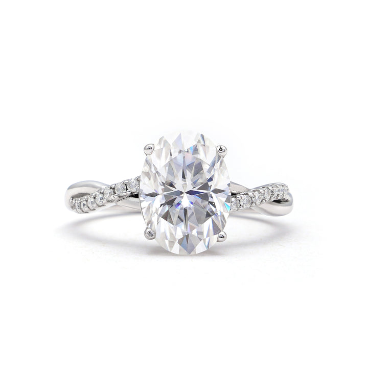 Twisted Vine Oval Cut Moissanite Ring