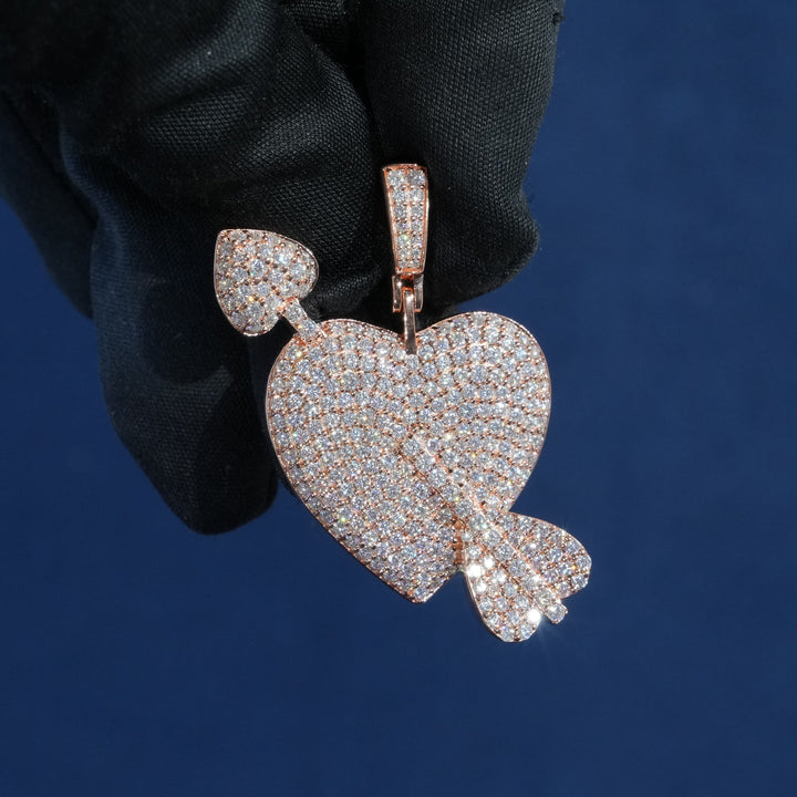 Full Iced Cupid Heart Pendant Necklace