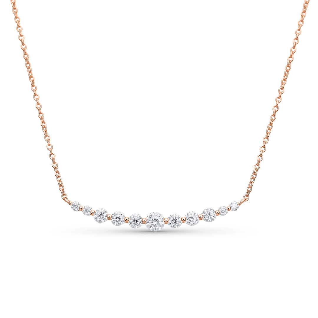 Undec Diamond Curved Bar Necklace in Rose Gold