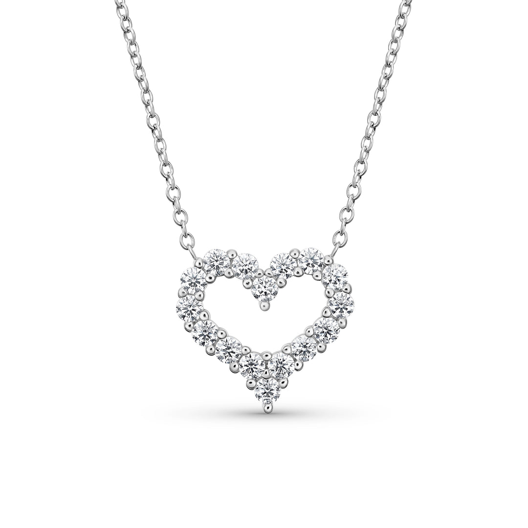 Diamond Heart Necklace in White Gold