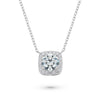 Imagen de Cushion Halo 1 Carat Round Cut Diamond Necklace in White Gold