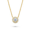 Imagen de Halo Round Cut Moissanite Necklace in Yellow Gold