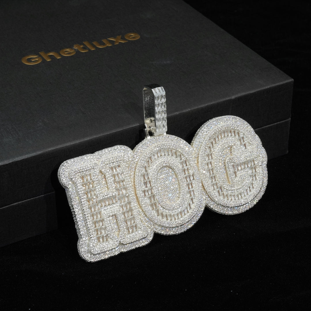 Bling Baguette Diamond Custom Letter Necklace Pendant
