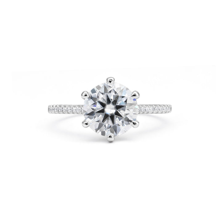 Adorned Six-Prong Round Cut Moissanite Ring