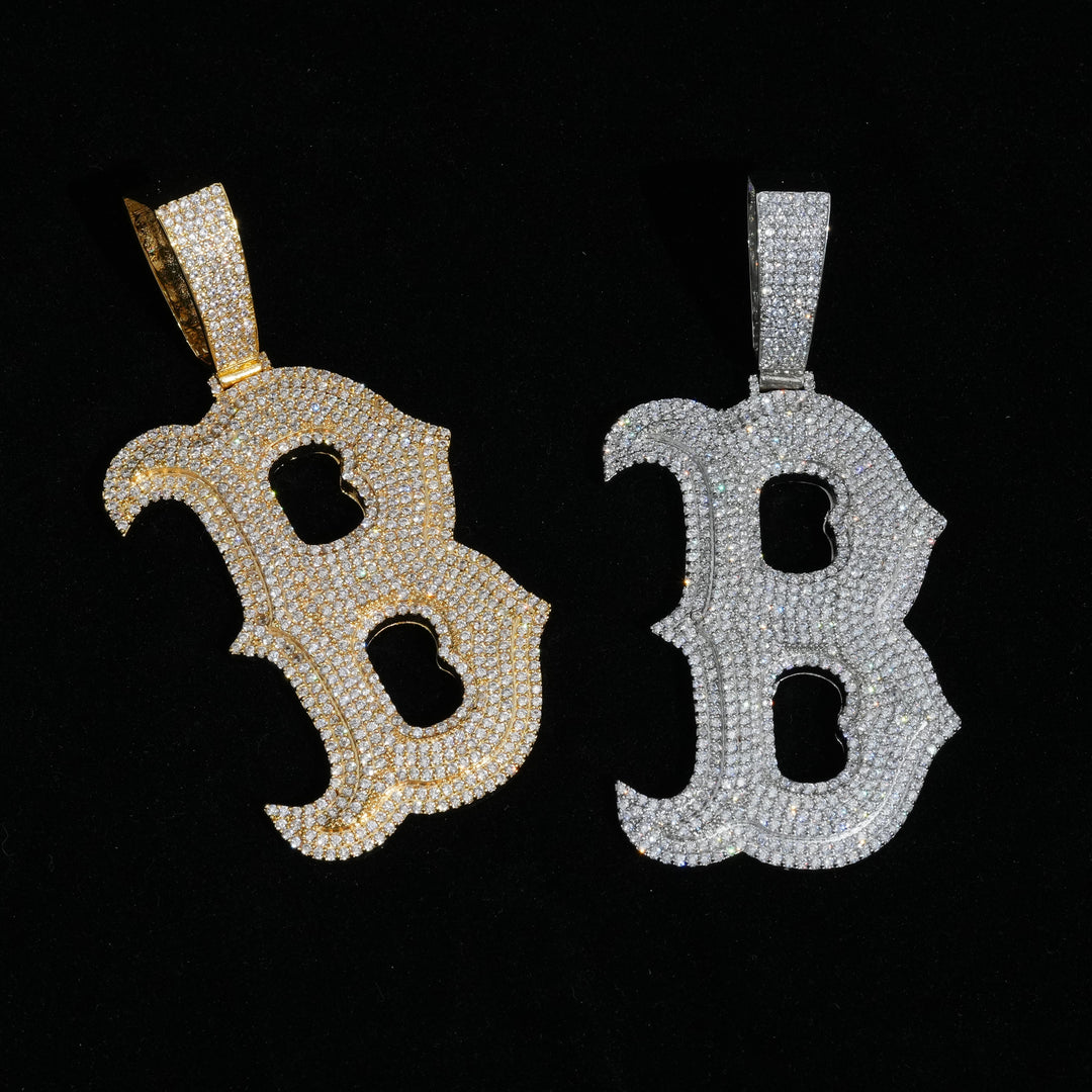 Large Full Iced Western Initial Pendant Necklace