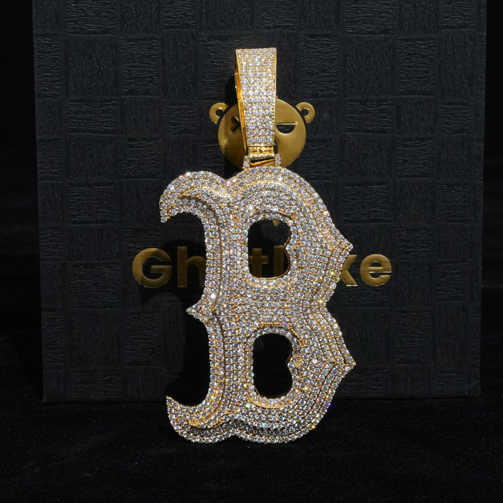 Large Full Iced Western Initial Pendant Necklace