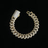 Imagen de 15mm Gold 4-Row Diamond Cuban Bracelet Extended Clasp