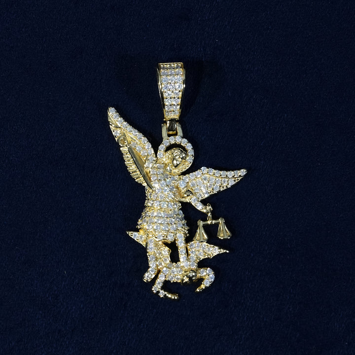 Moissanite Arch Angel St. Michael Pendant 925 Sterling Silver
