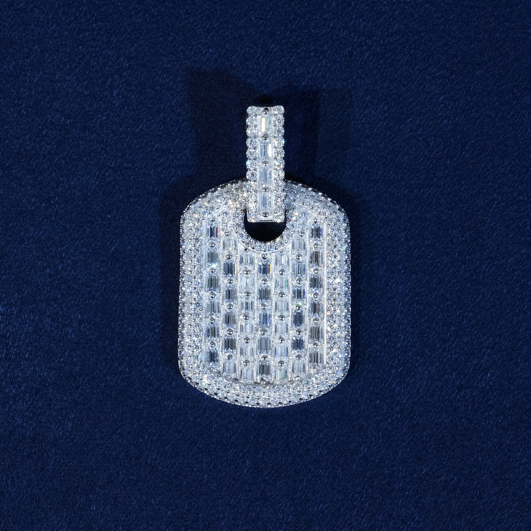 Baguette Moissanite Mini Dog Tag Pendant