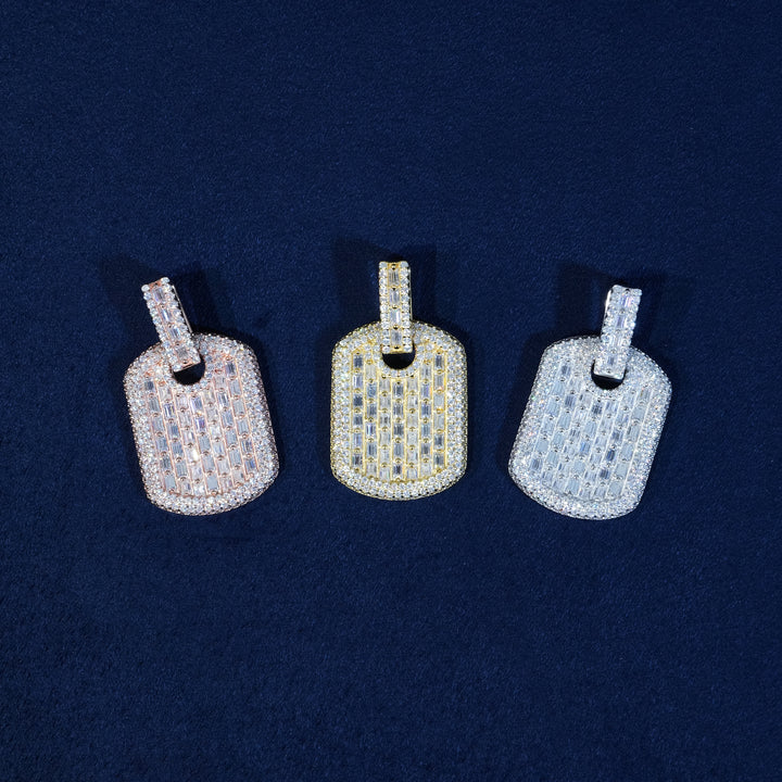 Baguette Moissanite Mini Dog Tag Pendant