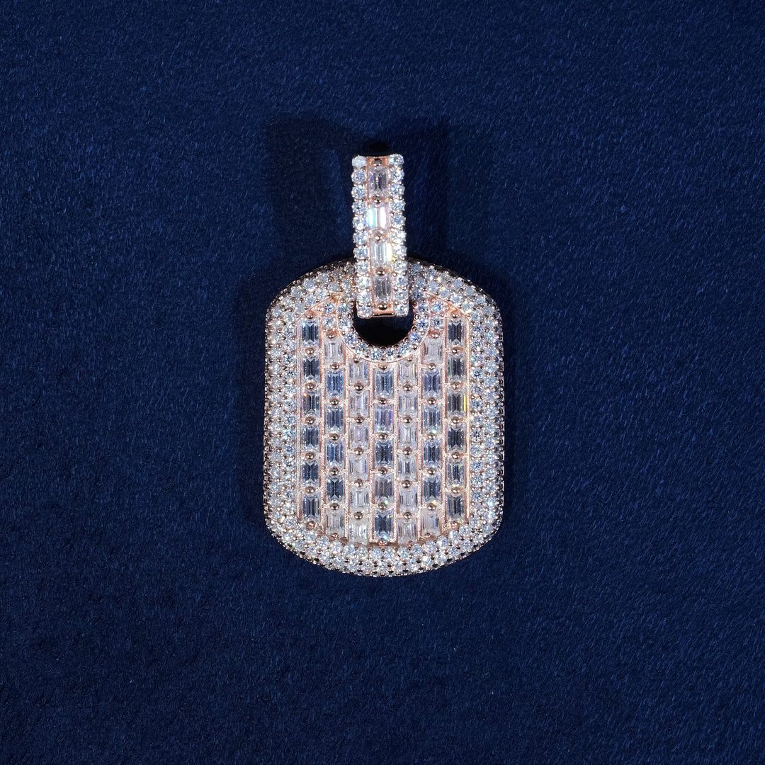 Baguette Moissanite Mini Dog Tag Pendant