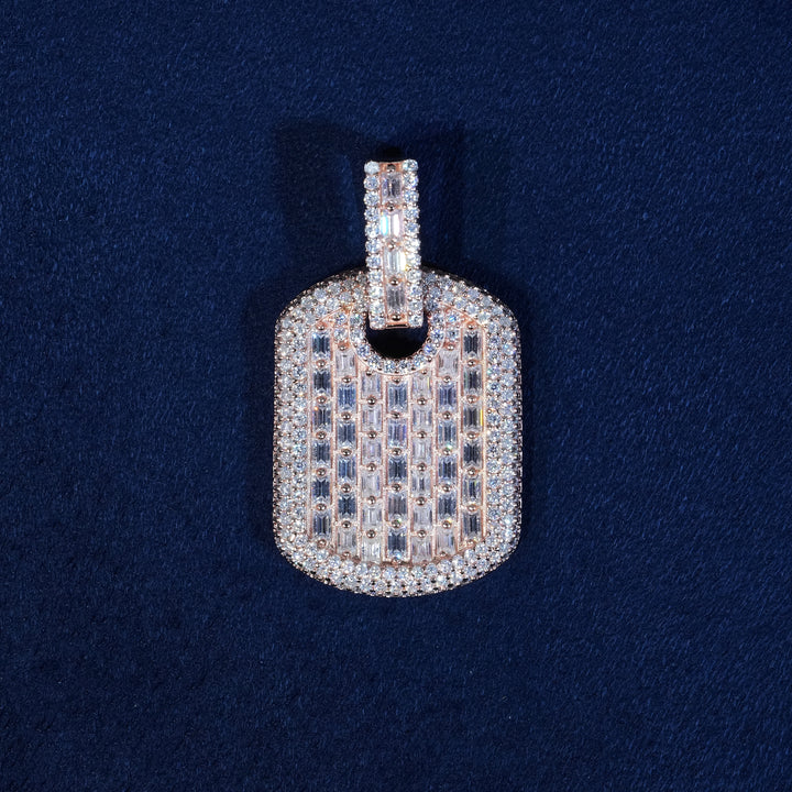 Baguette Moissanite Mini Dog Tag Pendant