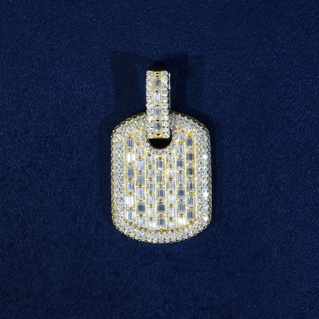 Baguette Moissanite Mini Dog Tag Pendant