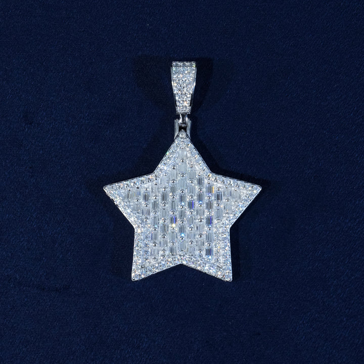 Baguette Moissanite Star Pendant Serling Silver