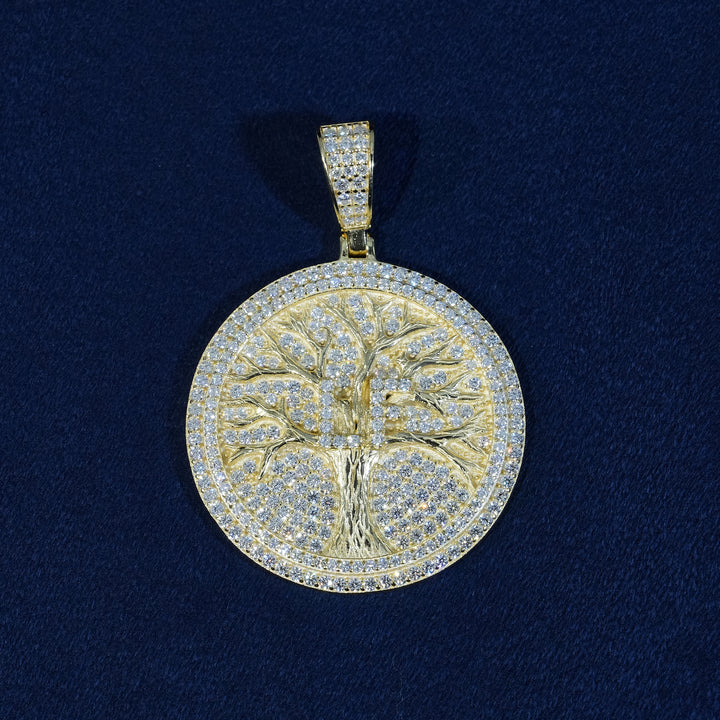 Moissanite Iced Life Tree Pendant 925 Sterling Silver