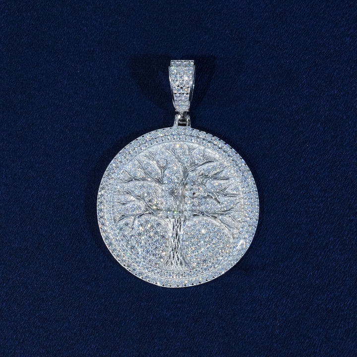 Moissanite Iced Life Tree Pendant 925 Sterling Silver