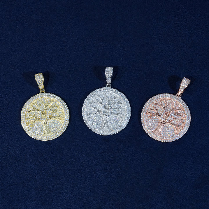 Moissanite Iced Life Tree Pendant 925 Sterling Silver