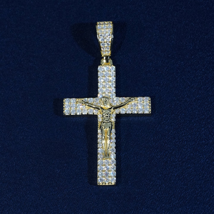 Moissanite Jesus Cross Pendant Sterling Silver