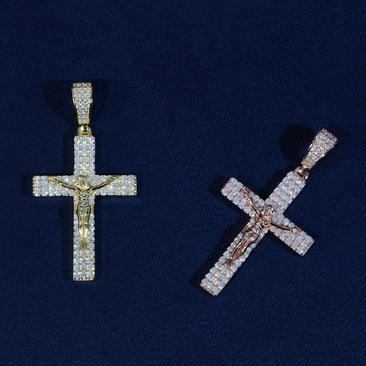 Moissanite Jesus Cross Pendant Sterling Silver