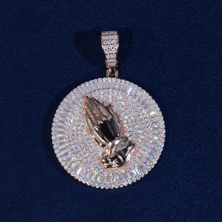 Moissanite Praying Hands Pendant S925