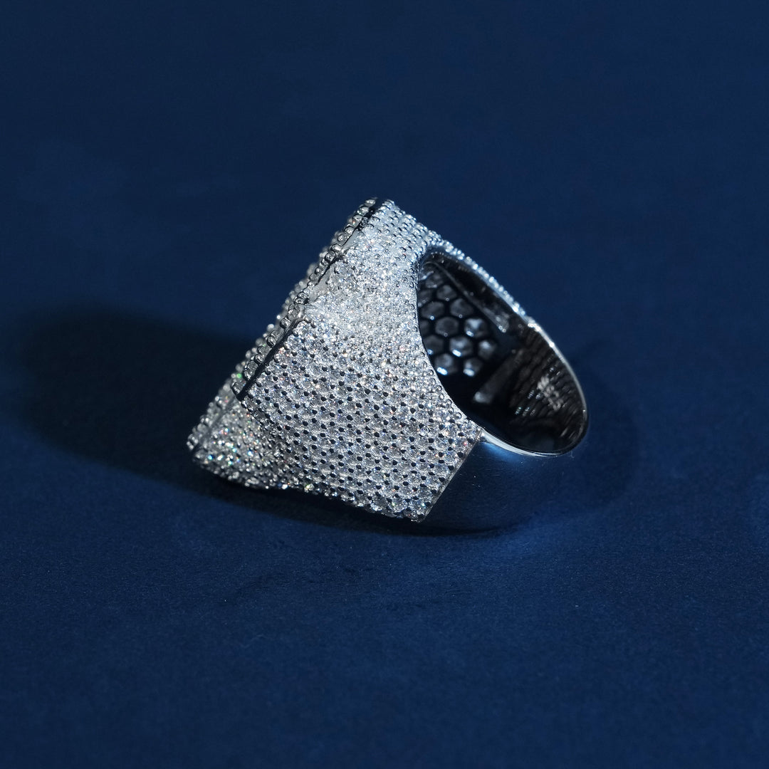 Iced Out Baguette Cross Moissanite Ring 925 Sterling Silver