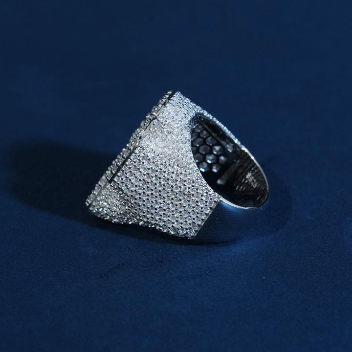 Iced Out Baguette Cross Moissanite Ring 925 Sterling Silver