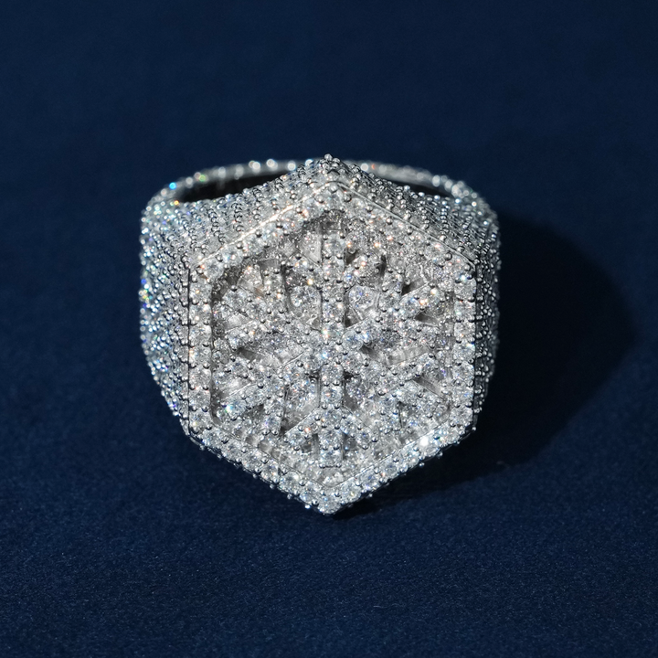 Iced Out Snowflake Moissanite Ring 925 Sterling Silver