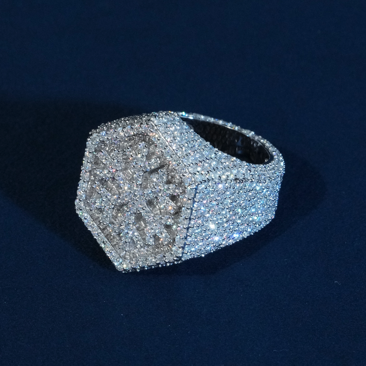 Iced Out Snowflake Moissanite Ring 925 Sterling Silver