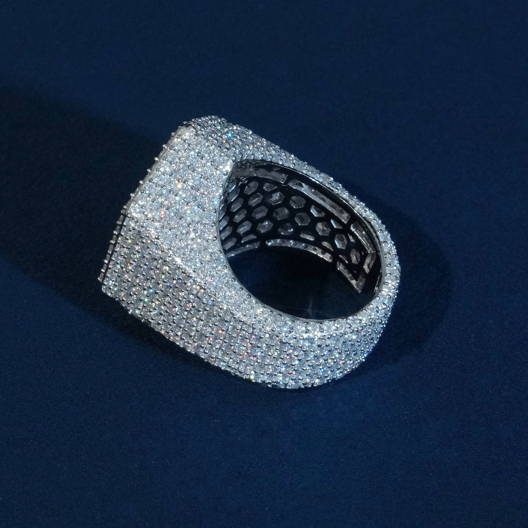 Iced Out Snowflake Moissanite Ring 925 Sterling Silver