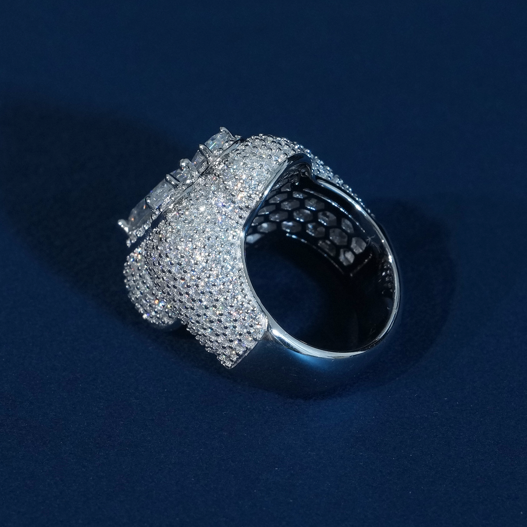 Iced Out Clover Moissanite Ring 925 Sterling Silver