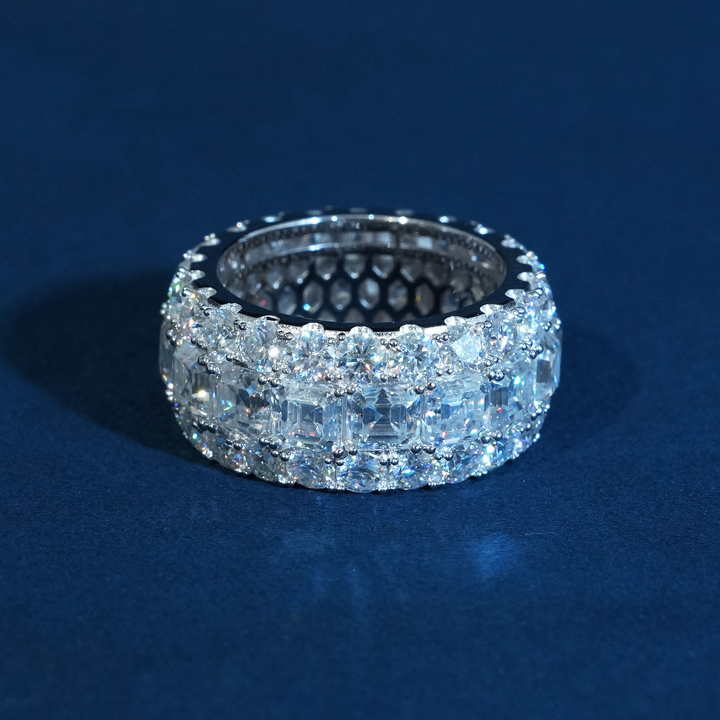 12mm Iced Out Princess Cut Moissanite Eternity Band S925