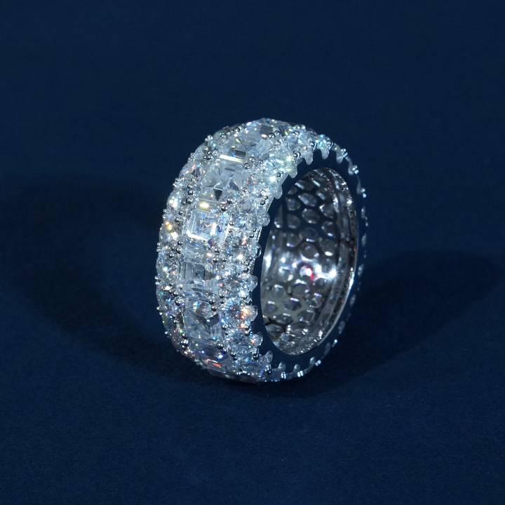 12mm Iced Out Princess Cut Moissanite Eternity Band S925