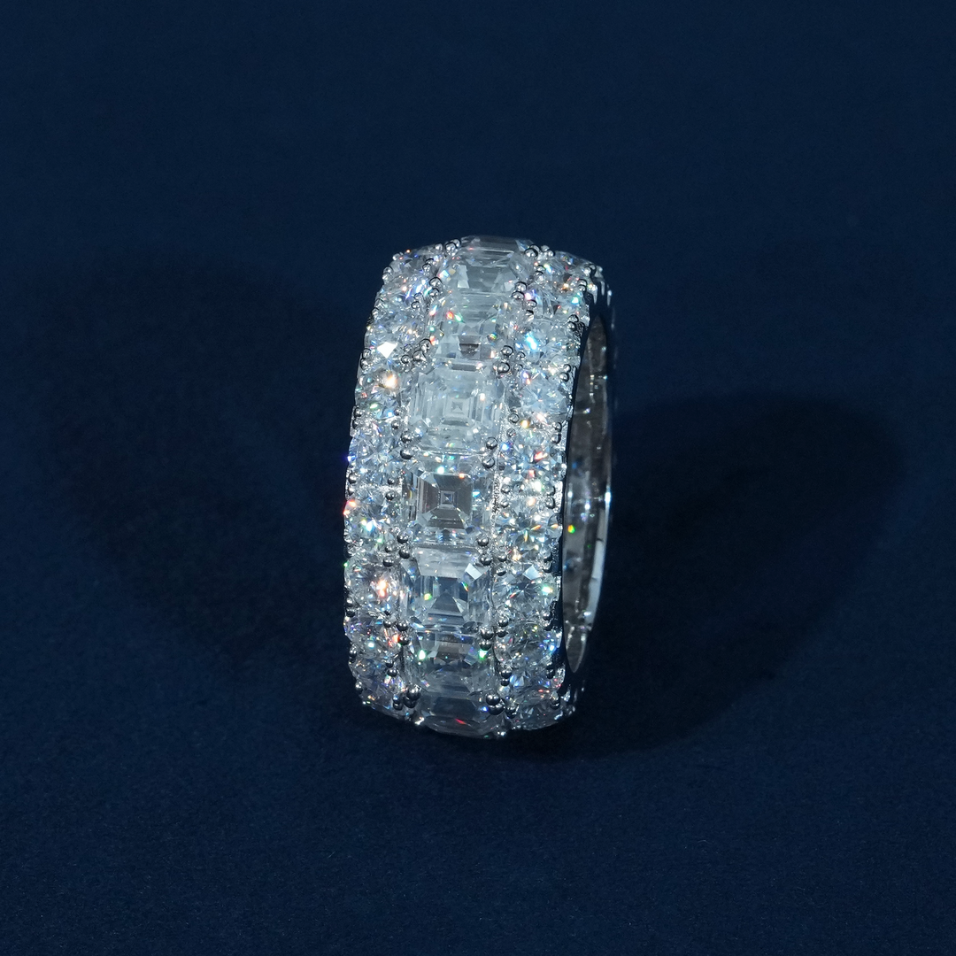 12mm Iced Out Princess Cut Moissanite Eternity Band S925